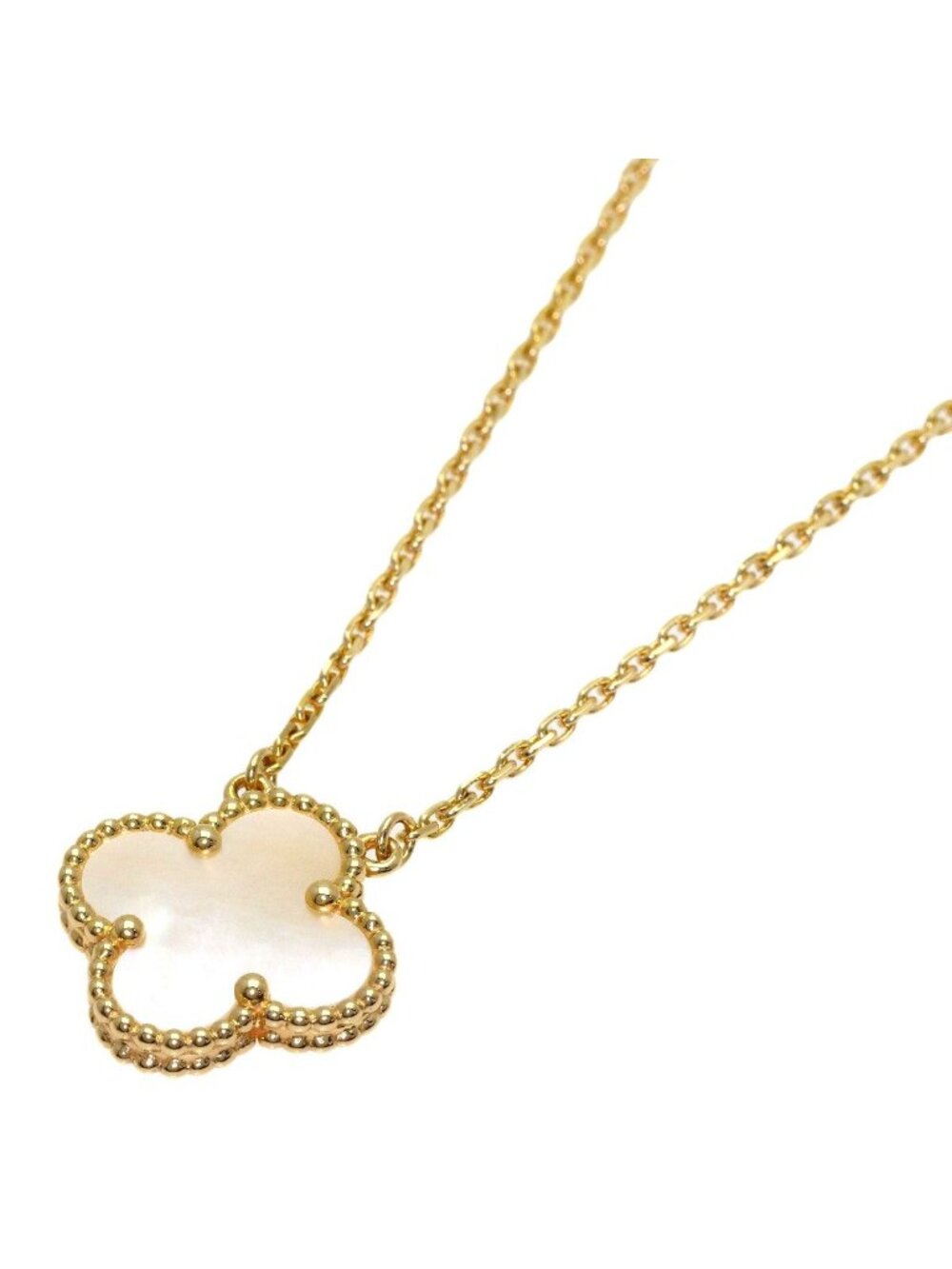 Van Cleef & Arpels Vintage Alhambra Shell Necklace 18k Yellow Gold